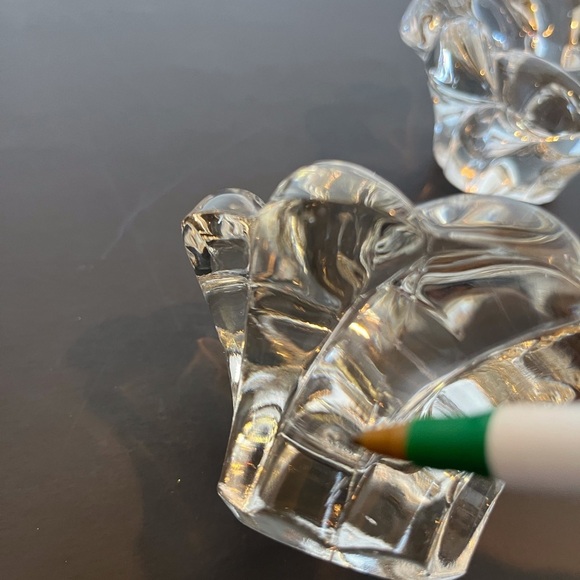 Pair of Crystal Glass Candlesticks in a Floral Design - Picture 9 of 13